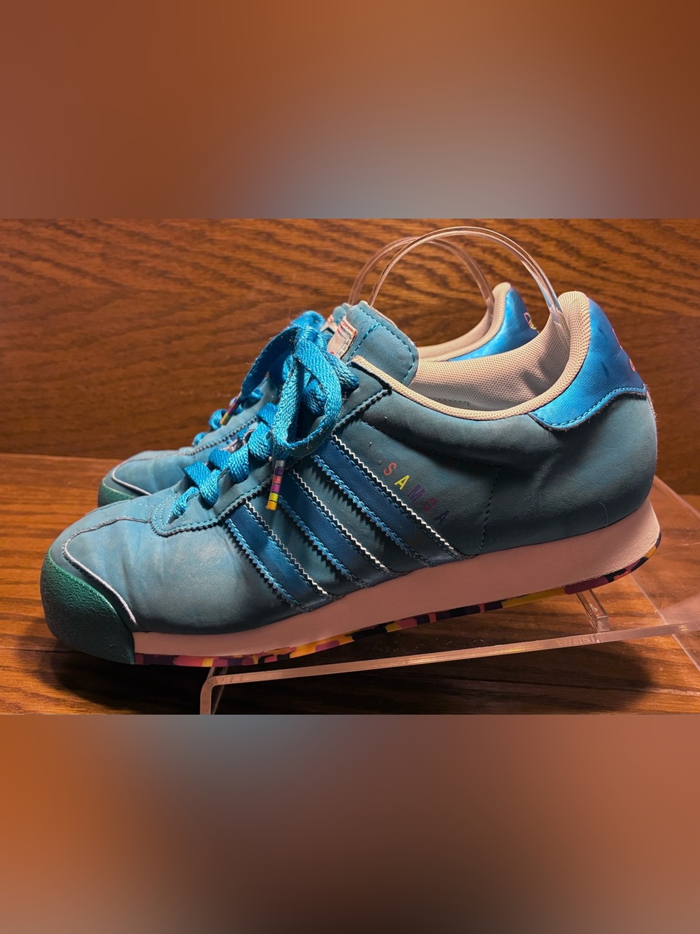 Adidas Originals Samoa Rainbow Sole Sneakers Blue Women’s Size 9 Style G99508 - Picture 3 of 16